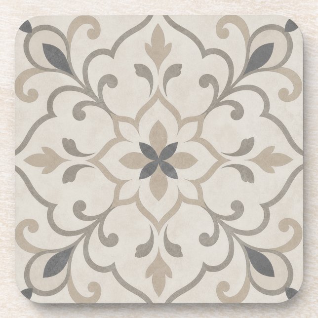 Elegant Ornamental Stone Tile Coaster (Front)