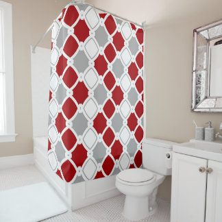 Elegant ornamental, white, burgundy, grey shower curtain