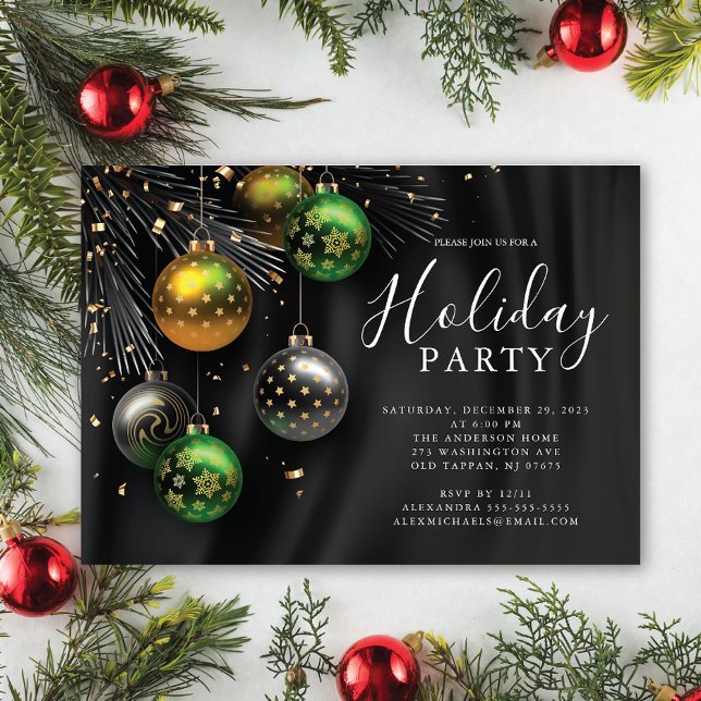 Elegant Ornaments Christmas Party Invitation (Creator Uploaded)