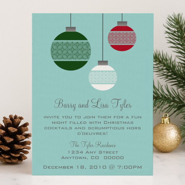 Elegant Ornaments Christmas Party Invite (Elegant Ornaments Christmas Party Invite)