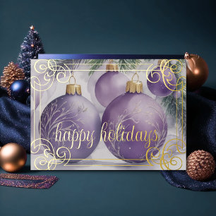 Elegant Ornaments Lavender Christmas Holiday Card