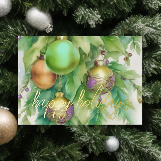 Elegant Ornaments Peach Mint Lavender Holiday Card (Creator Uploaded)