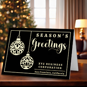 Elegant Ornaments Season's Greetings Business Foil Holiday Card