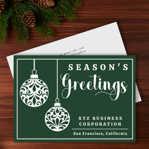 Elegant Ornaments Season's Greetings Business Holiday Card