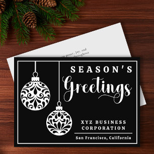 Elegant Ornaments Season's Greetings Business Holiday Card