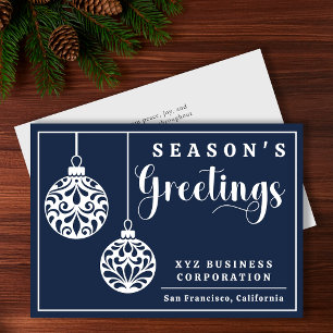 Elegant Ornaments Season's Greetings Business Holiday Card