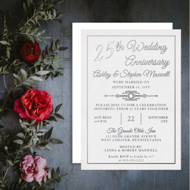 Elegant Ornate 25th Wedding Anniversary Party Foil (Creator Uploaded)