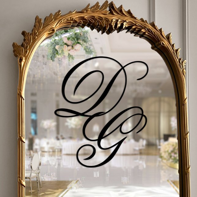 Elegant Ornate Black Script Monogram Wedding (Elegant Ornate Black Script Monogram Wedding Window Cling)