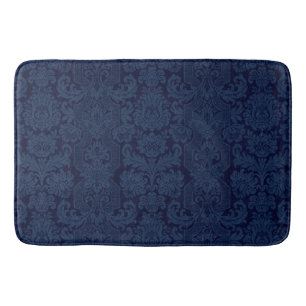 Elegant Ornate Blue Victorian Damask Bath Mat