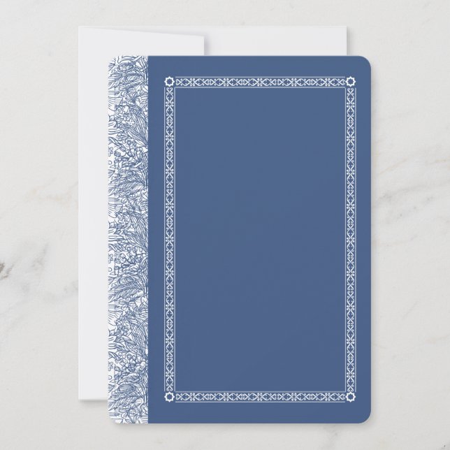Elegant Ornate Blue Wedding Invitation (Front)