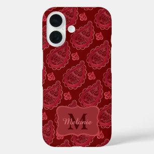 Elegant Ornate Burgundy Paisley Pattern iPhone 16 Case