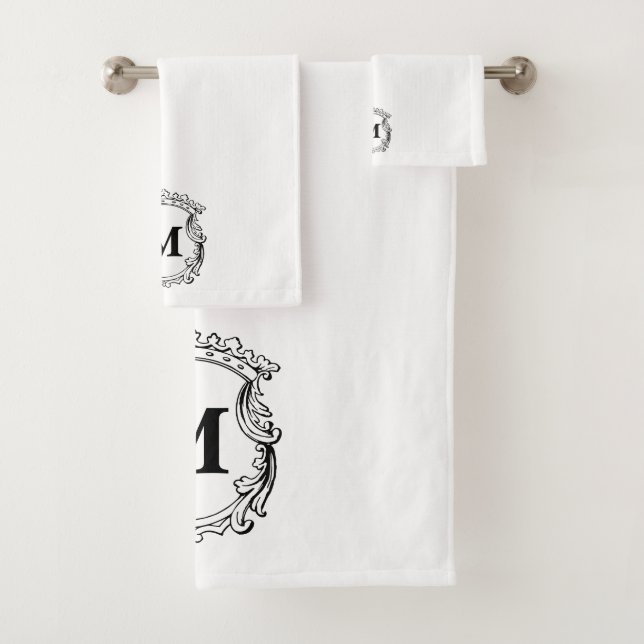 Elegant Ornate Custom Monogram  Bath Towel Set (Insitu)