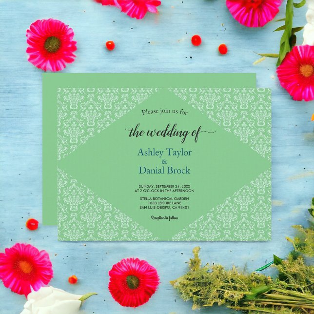 Elegant Ornate Damask Formal Art Deco Chic Wedding Invitation (Creator Uploaded)