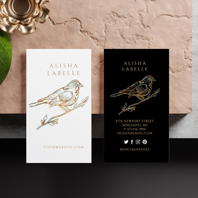 Elegant Ornate Decorative Peached Bird Logo White Business Card (Elegant Ornate Decorative Peached Bird Logo White Business Card)