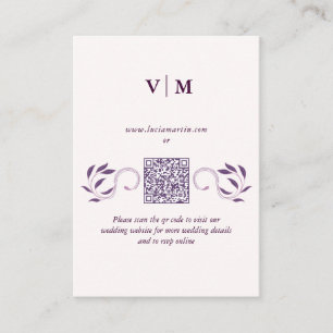 Elegant Ornate Fated Floral QR Code Wedding RSVP Enclosure Card