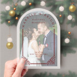 Elegant Ornate Faux Dome Photo First Christmas<br><div class="desc">Elegant Ornate Faux Dome Photo First Christmas Married Acrylic Card for Newlyweds Celebrate the first Christmas of the newlyweds with our elegant Elegant First Christmas Cards. This charming design captures the essence of the holiday and newlywed love, featuring a decorative dome that adds a unique and sophisticated touch. Perfect for...</div>