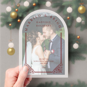 Elegant Ornate Faux Dome Photo First Christmas Acrylic Invitations
