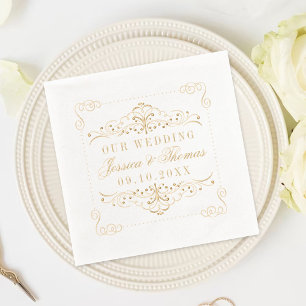 Elegant Ornate Flourish Wedding Foil Napkins