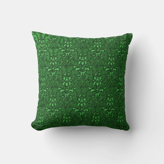Elegant Ornate Formal Emerald Green Throw Pillow (Front)