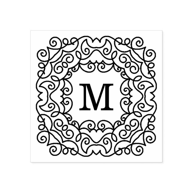 Elegant Ornate Frame Monogram Rubber Stamp (Imprint)