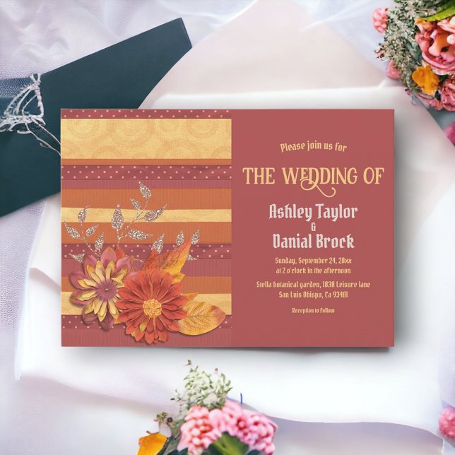 Elegant Ornate Glitter Stylish Boho Floral Wedding Invitation (Creator Uploaded)