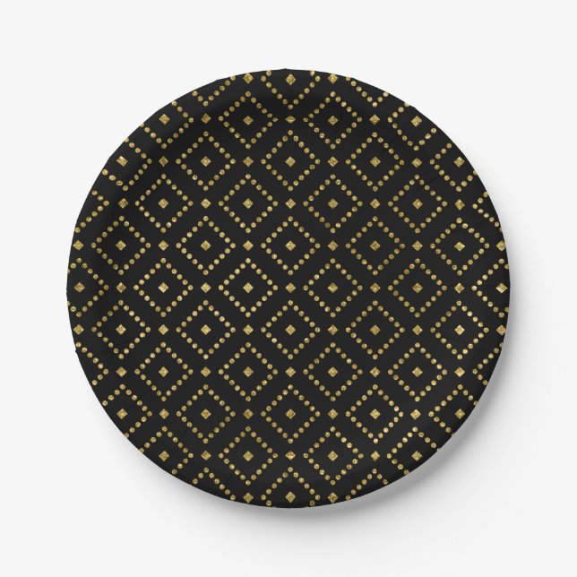 Elegant Ornate Gold Christmas Paper Plate (Front)