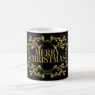Elegant Ornate Gold Merry Christmas Coffee Mug