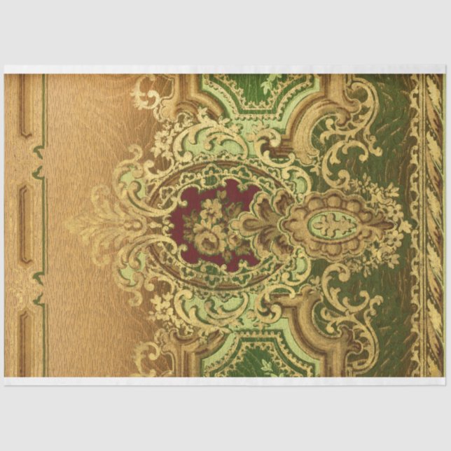 Elegant Ornate Gold Rococo Floral Tissue Paper (Front)