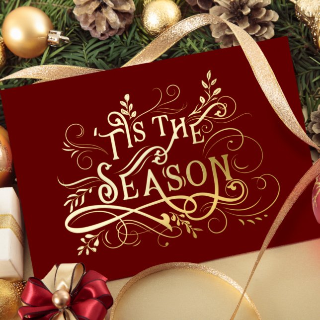 Elegant Ornate Gold 'Tis the Season Typography  (Creator Uploaded)