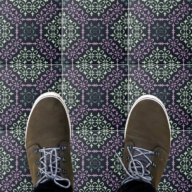 Elegant Ornate Lacy Blue Purple Cream Pattern Tile (Creator Uploaded)