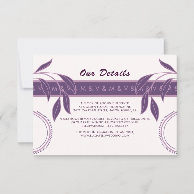 Elegant Ornate Paisley Fated Floral Wedding Detail RSVP Card (Front)