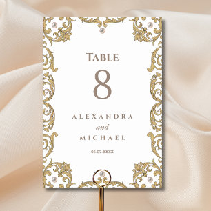 Elegant Ornate Pearl Victorian Vintage Wedding Table Number
