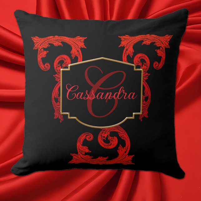 Elegant, Ornate Personalised Vintage Goth  Cushion (Creator Uploaded)