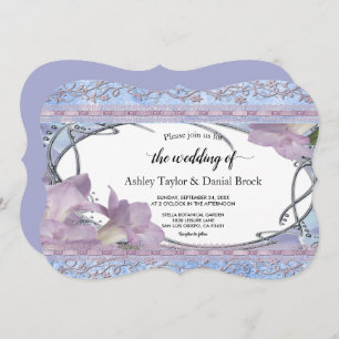 Elegant Ornate Purple Chic Modern Floral Wedding Invitation