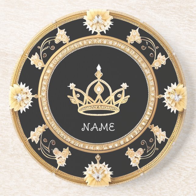 Elegant Ornate Royal Crown Symbol Coaster (Front)