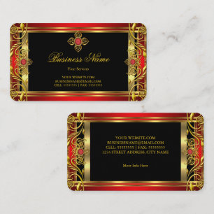 Elegant Ornate Royal Red Jewel Black Gold Business Card