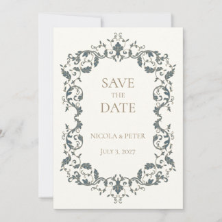 Elegant Ornate Scroll Design Save the Date Card