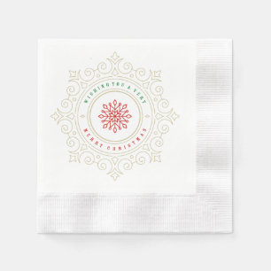 Elegant Ornate Snowflake Holiday Greeting Napkin