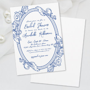 Elegant Ornate Vintage Blue Bridal Shower Invitation