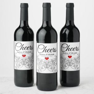 Elegant Ornate Wedding Mr and Mrs Personalised Wine Label