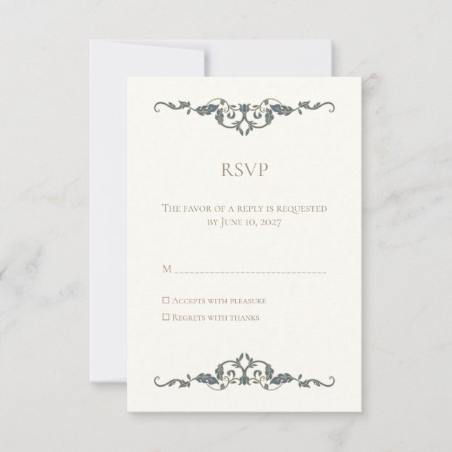 Elegant Ornate Wedding RSVP Card (Front)