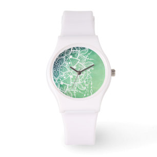 Elegant Ornate Zen Mandala Rosette Green tones Watch