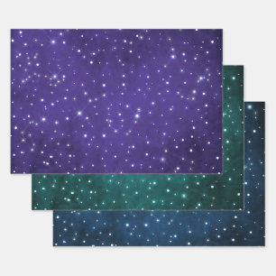 Elegant osmic Purple, Green & Blue Zodiac Design Wrapping Paper Sheet