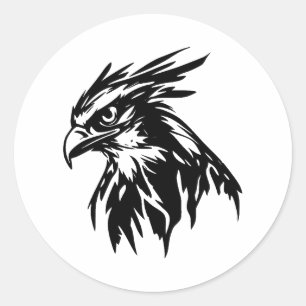 Elegant Osprey Head Silhouette in BW Classic Round Sticker