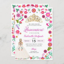 Elegant Otomi Embroidery Quinceañera Invitation