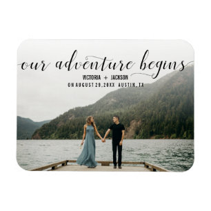 Elegant Our Adventure Save the Date Photo wedding Magnet