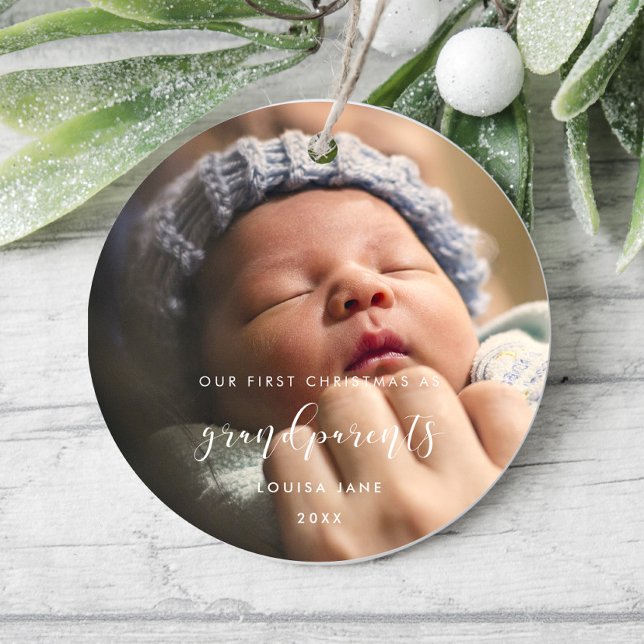 Elegant Our First Christmas as grandparents Ceramic Tree Decoration (Creator Uploaded)