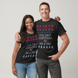 Elegant Our First Christmas As Mr and Mrs Couples T-Shirt