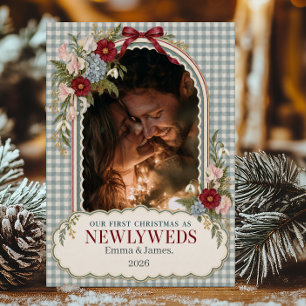 Elegant Our First Christmas as Newlyweds Photo Holiday Card