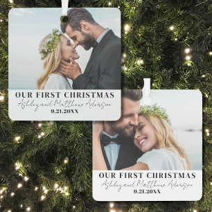 Elegant Our First Christmas Photo Metal Tree Decoration
